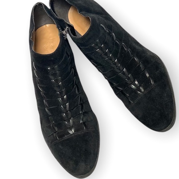 FRANCO SARTO | Dimona Black Suede Ankle Heel Booties - Picture 5 of 11